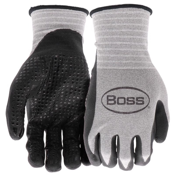 Boss Unisex Indoor/Outdoor Tactile Grip Gloves Black/Gray XL 1 pair B31181-XL - main